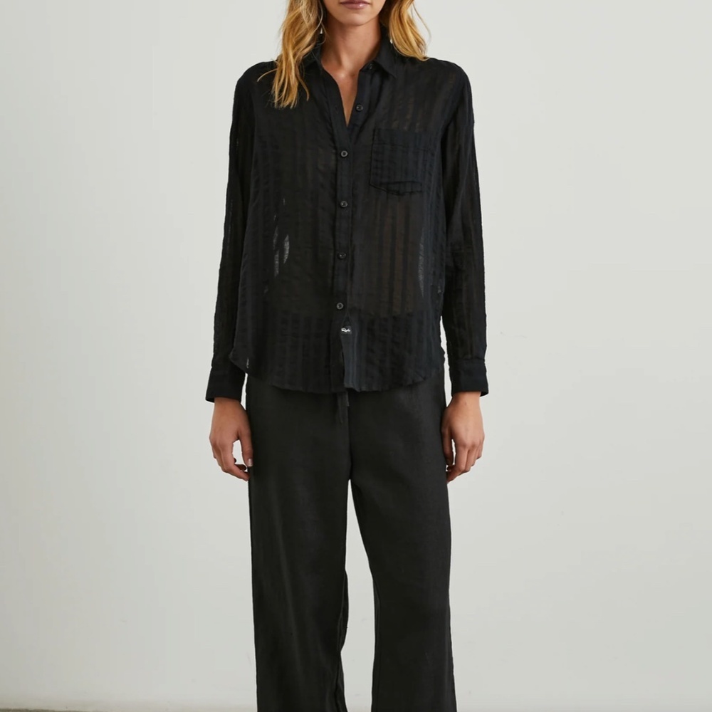 NEW Rails Charli Shirt β Black Shadow Stripe β Size Medium β NWT - Picture 4 of 15